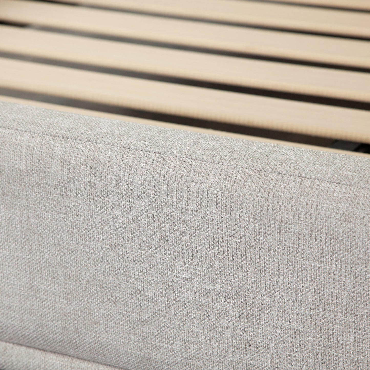 Leandro Low Profile Eastern King Bed in Clarkson Sand Fabric w/ Black Metal Leg by Diamond Sofa