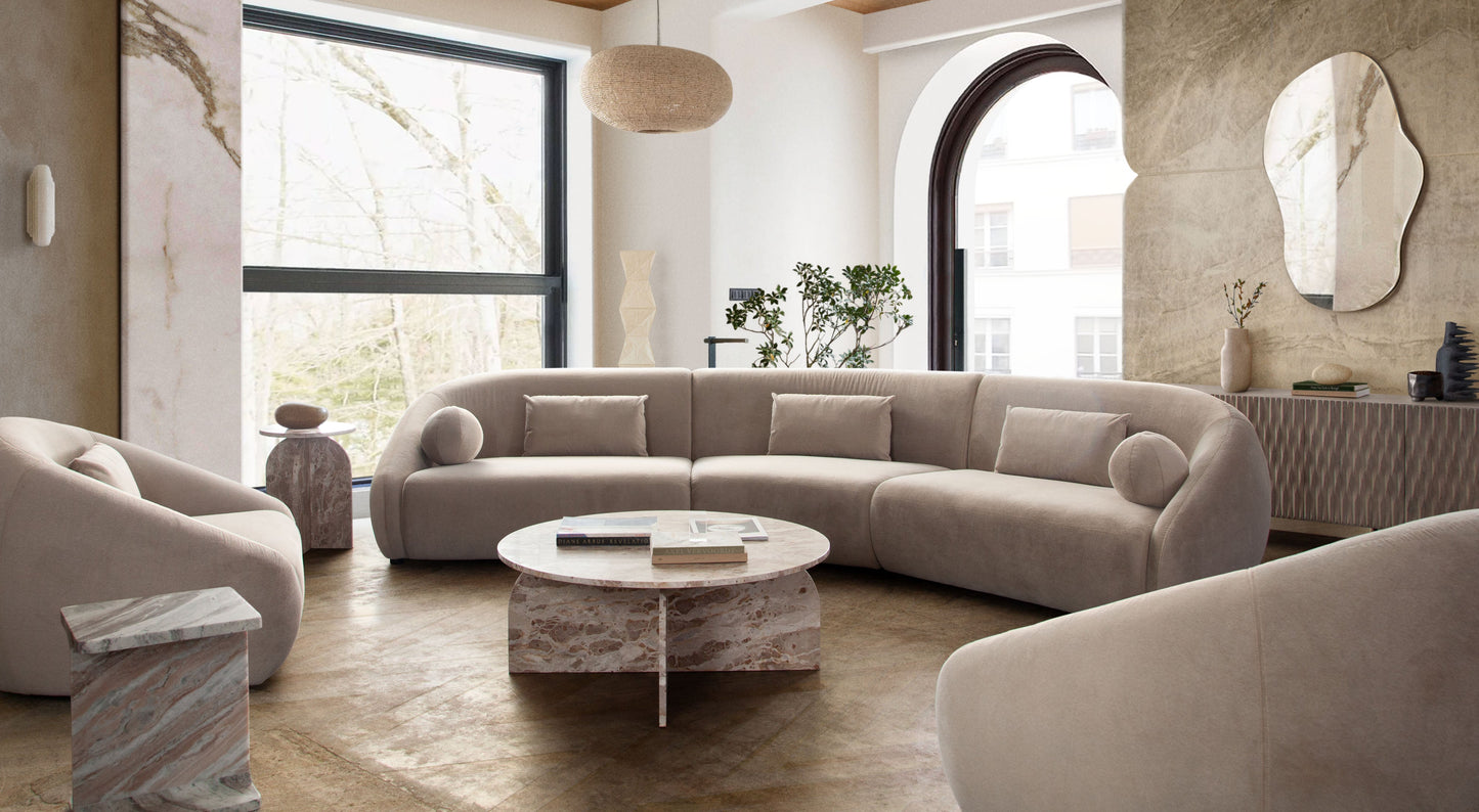 Lena 3PC Sectional in Fawn Faux Alpaca Fabric by Diamond Sofa