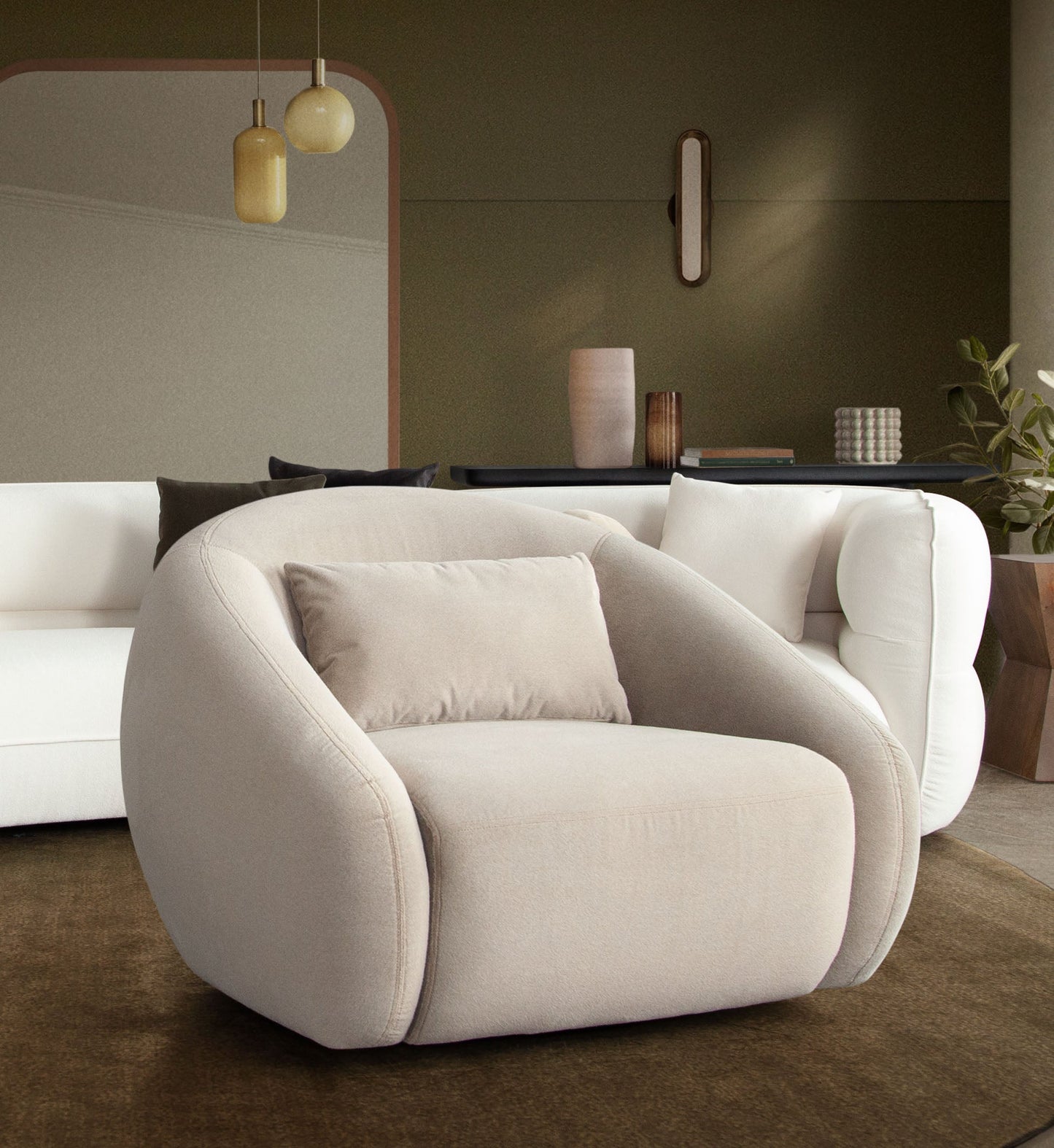 Lena Swivel Accent Chair in Fawn Faux Alpaca Fabric by Diamond Sofa