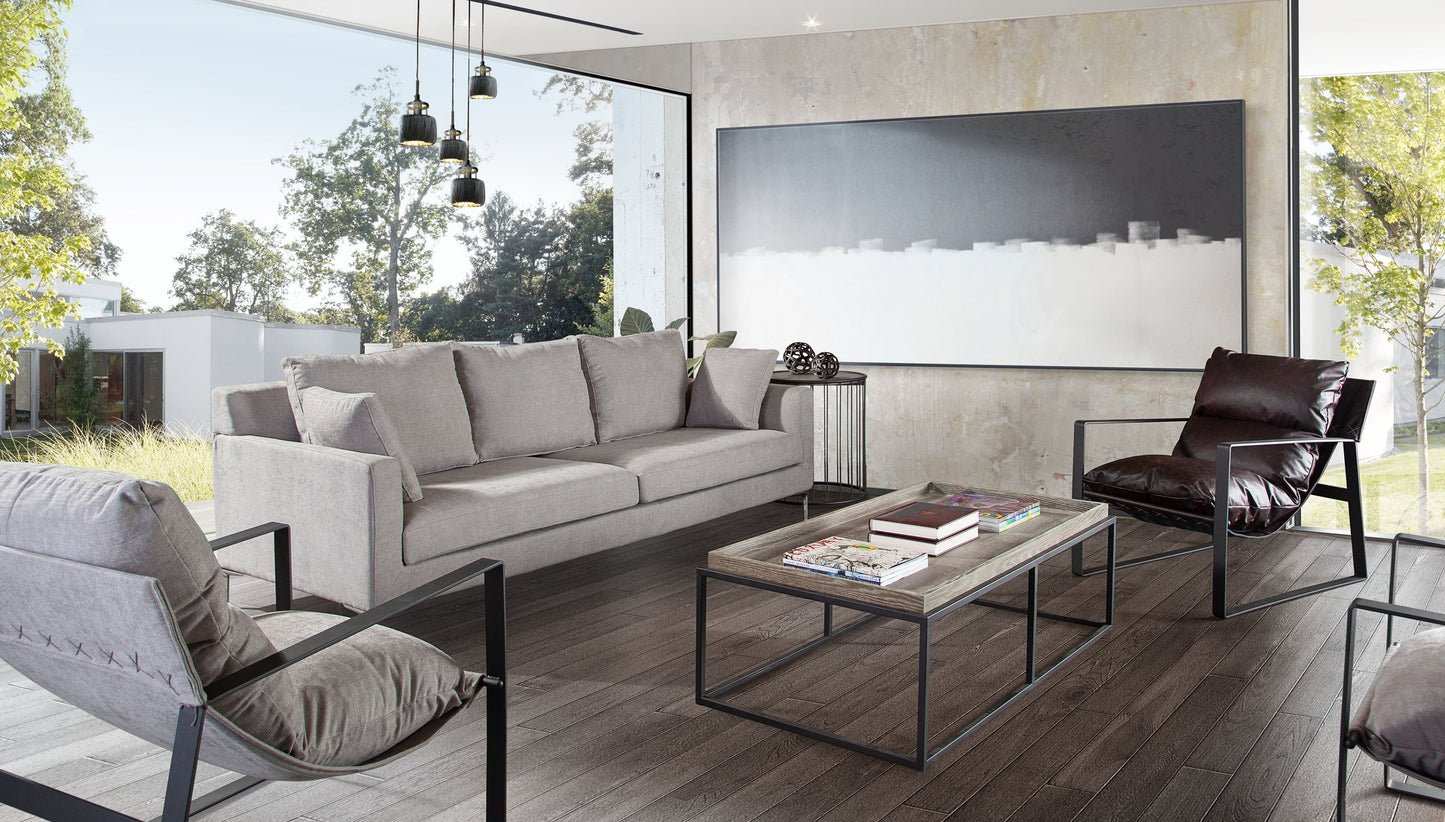 Lex Rectangle Cocktail Table in Rustic Oak Veneer Finish Top w/ Black Powder Coated Metal Base by Diamond Sofa