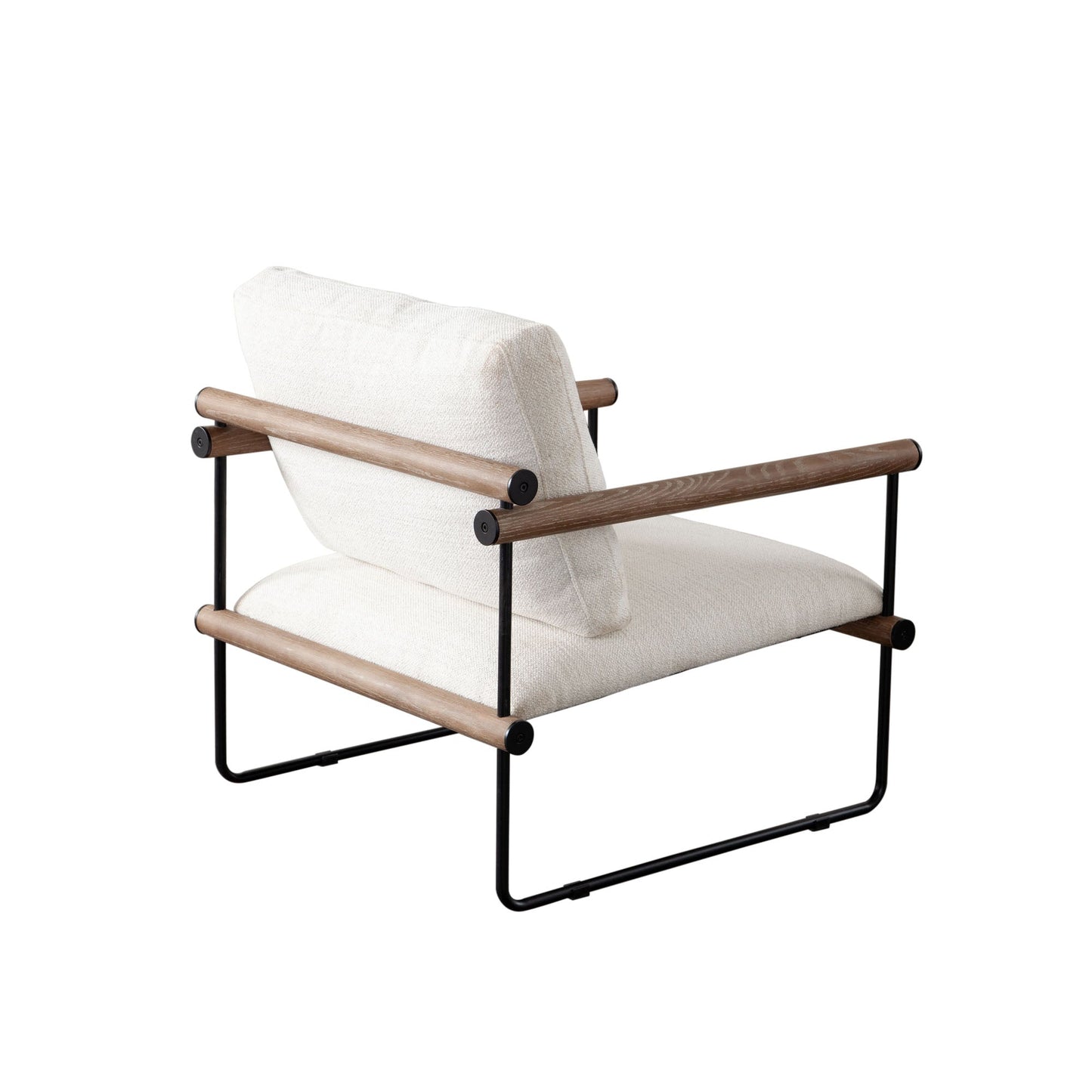 Liam Accent Chair in Cream Fabric w/ Metal Frame & Wood Arm by Diamond Sofa
