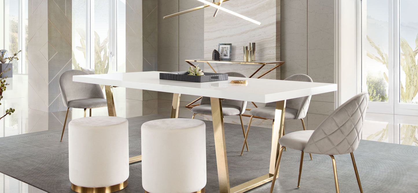 Lilly Set of (2) Dining Chairs in Grey Velvet w/ Brushed Gold Metal Legs by Diamond Sofa