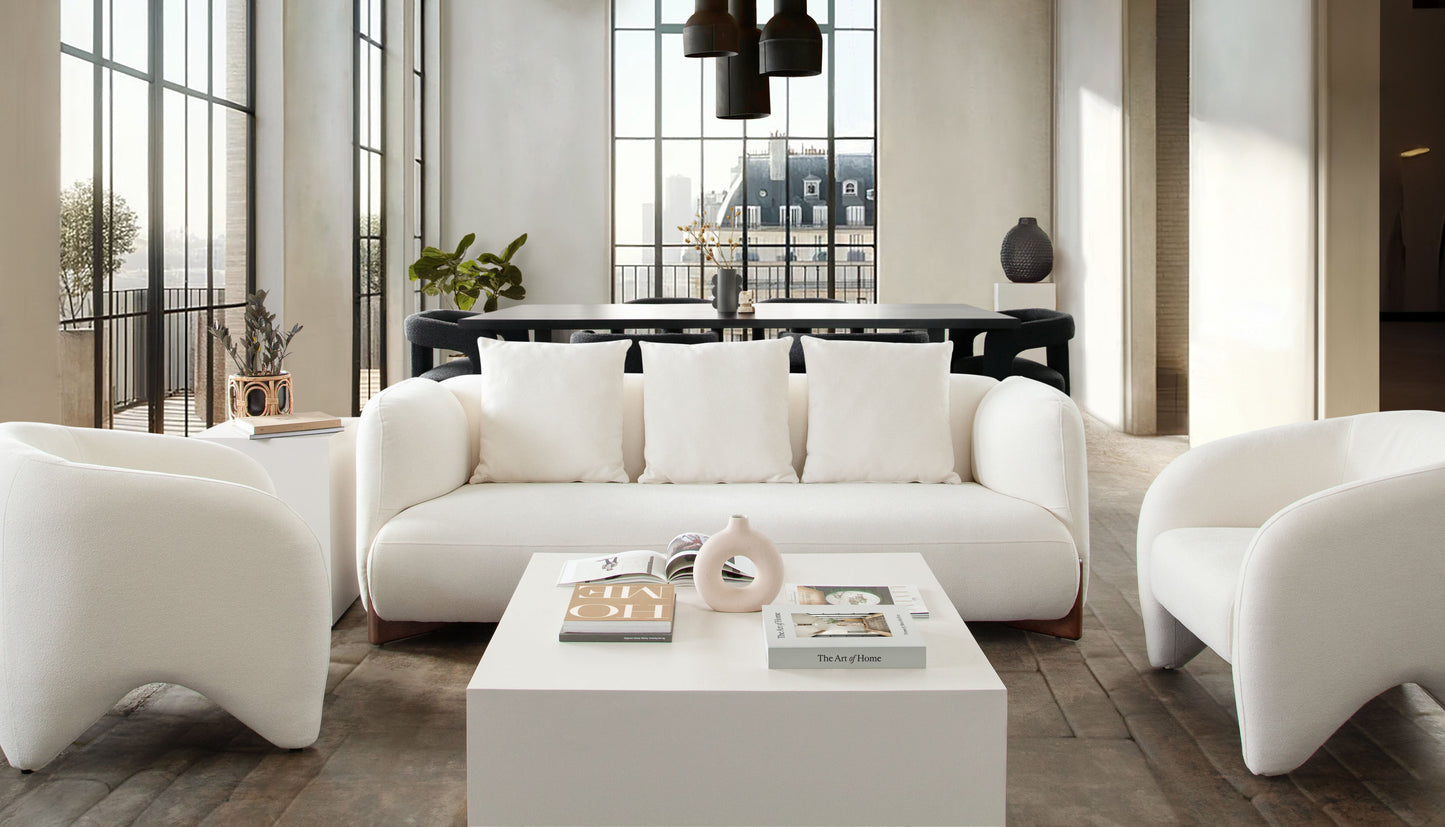 Link Sofa in Elite Ivory Fabric w/ Wood Leg by Diamond Sofa
