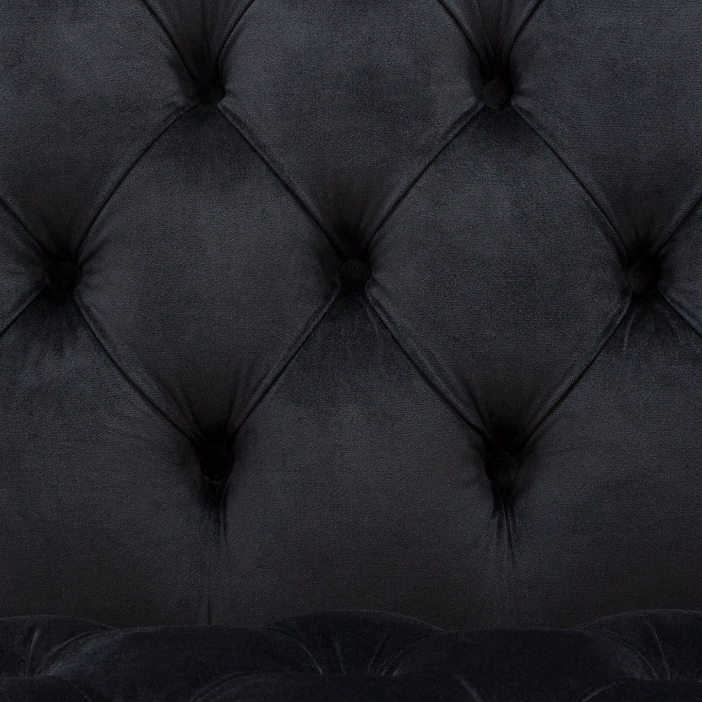 Luxe Accent Chair in Black Tufted Velvet Fabric with Polished Gold Stainless Steel Frame by Diamond Sofa