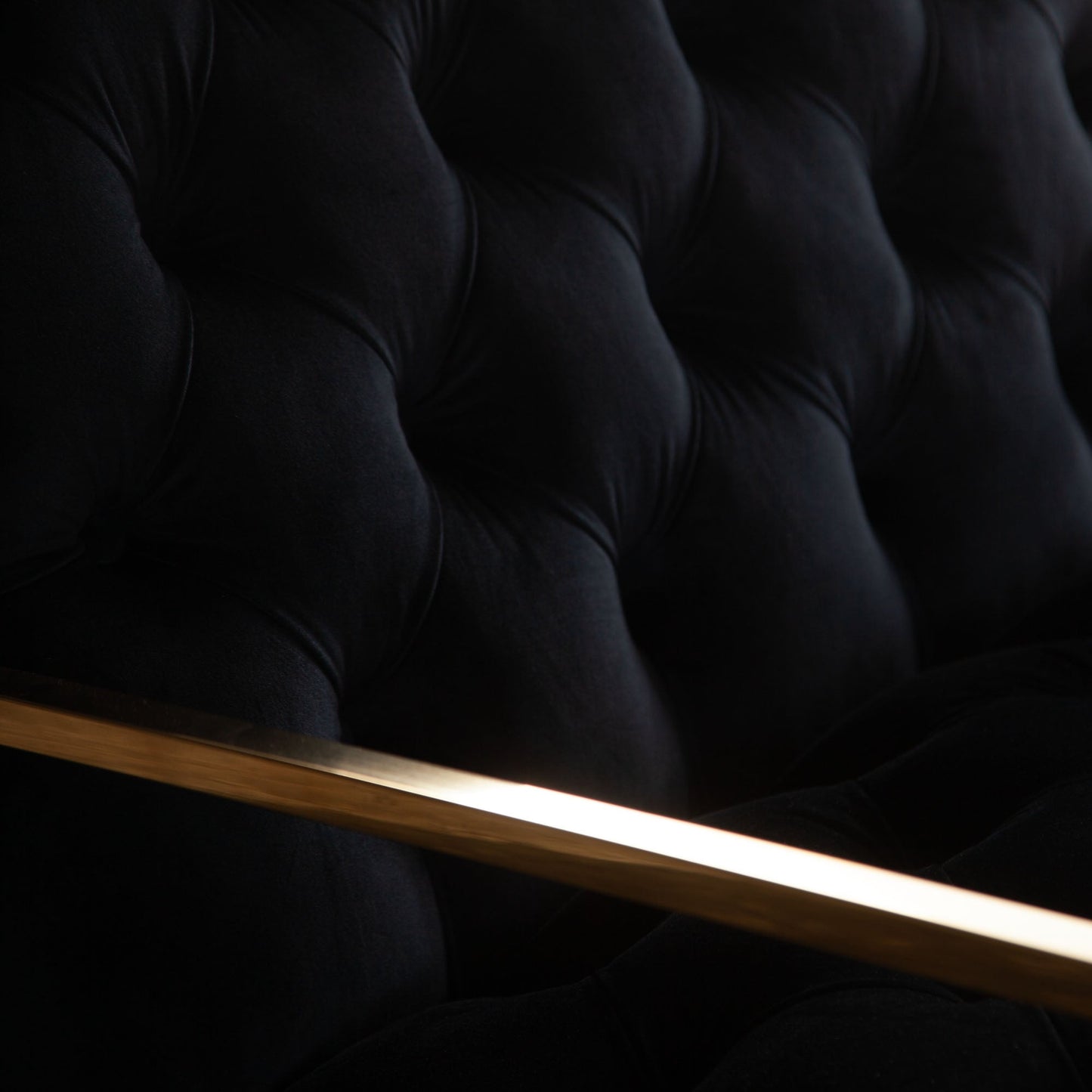 Luxe Accent Chair in Black Tufted Velvet Fabric with Polished Gold Stainless Steel Frame by Diamond Sofa