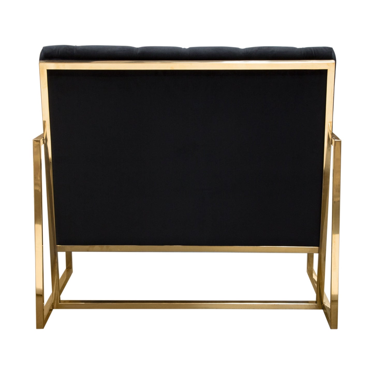 Luxe Accent Chair in Black Tufted Velvet Fabric with Polished Gold Stainless Steel Frame by Diamond Sofa