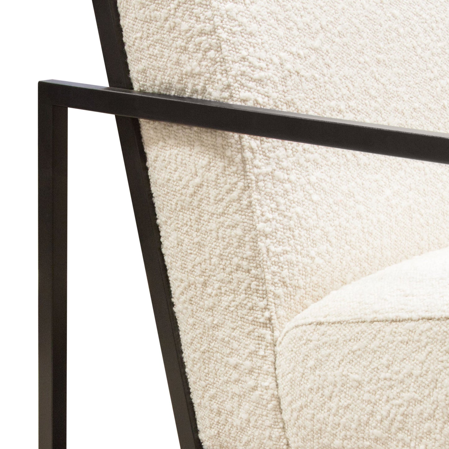 Luxe Accent Chair in Bone Boucle Textured Fabric with Black Powder Coat Frame by Diamond Sofa