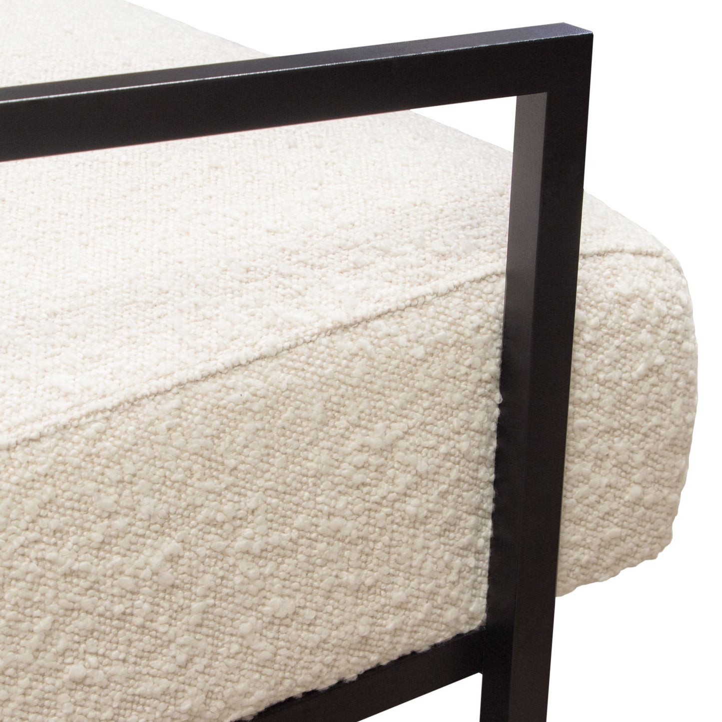 Luxe Accent Chair in Bone Boucle Textured Fabric with Black Powder Coat Frame by Diamond Sofa