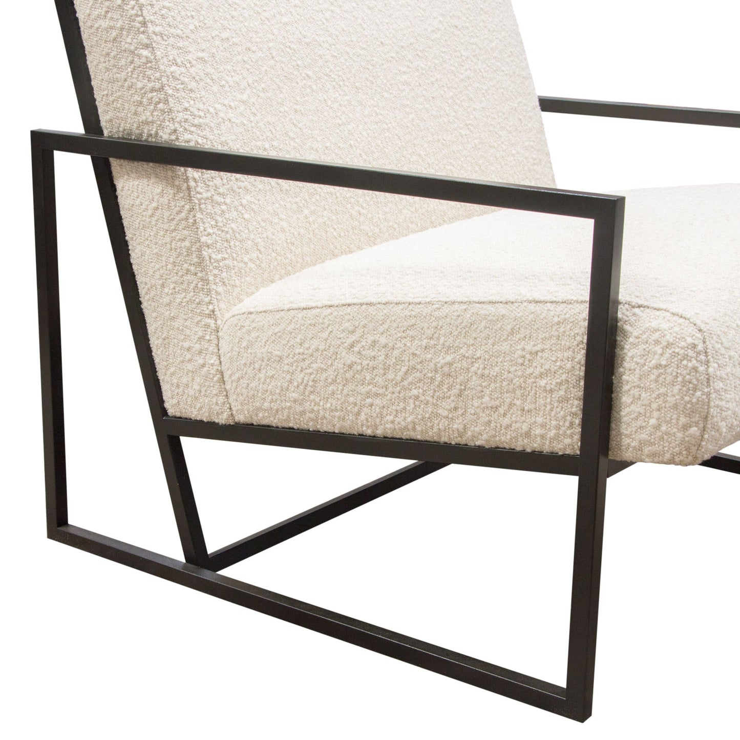 Luxe Accent Chair in Bone Boucle Textured Fabric with Black Powder Coat Frame by Diamond Sofa