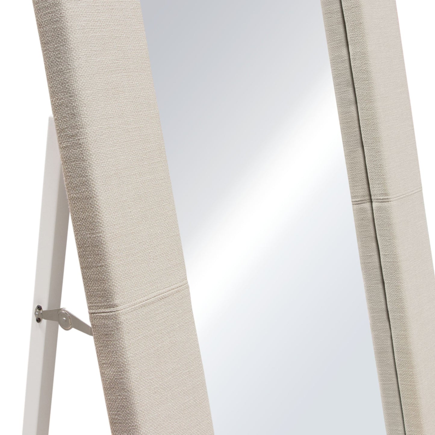 Luxe Free-Standing Mirror w/ Locking Easel Mechanism in Sand Linen Fabric by Diamond Sofa