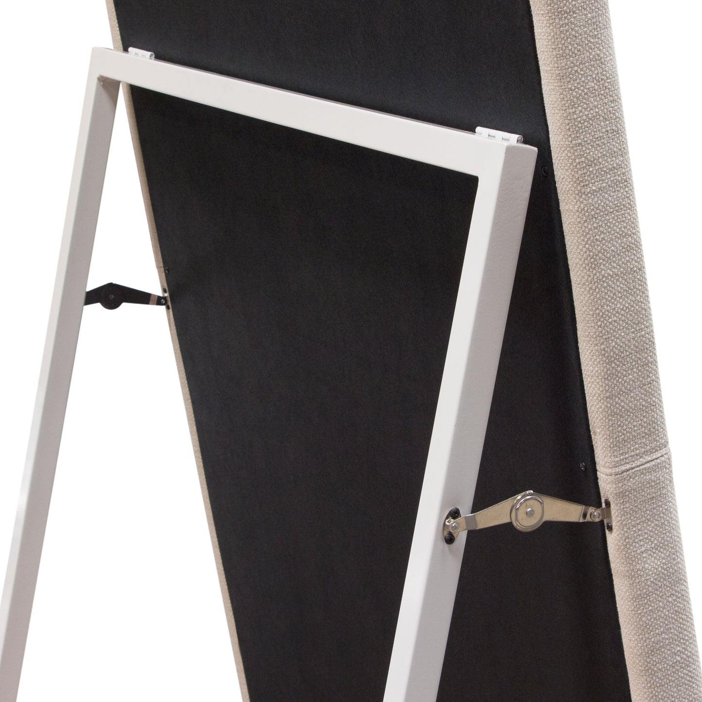 Luxe Free-Standing Mirror w/ Locking Easel Mechanism in Sand Linen Fabric by Diamond Sofa
