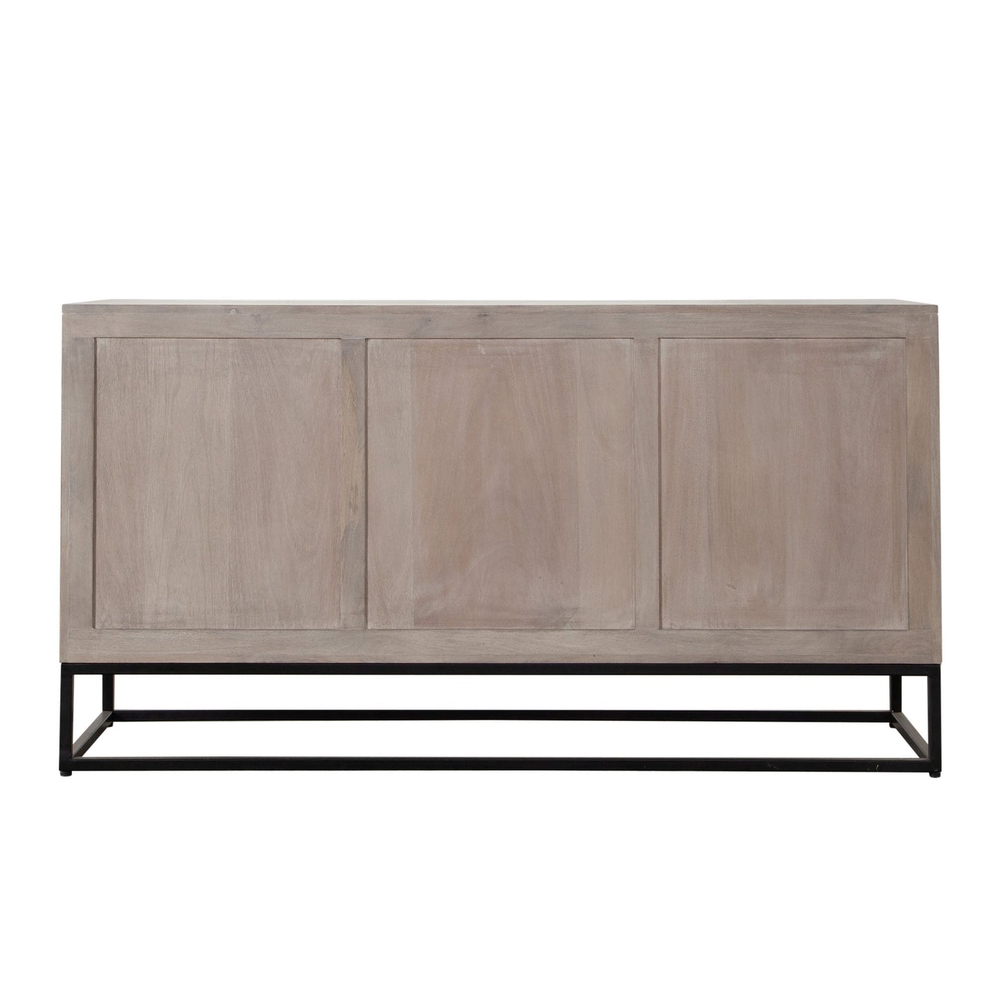Madera 3-Drawer/2-Door Solid Wood Dresser in Ash Finish w/ Black Metal Finished Legs by Diamond Sofa