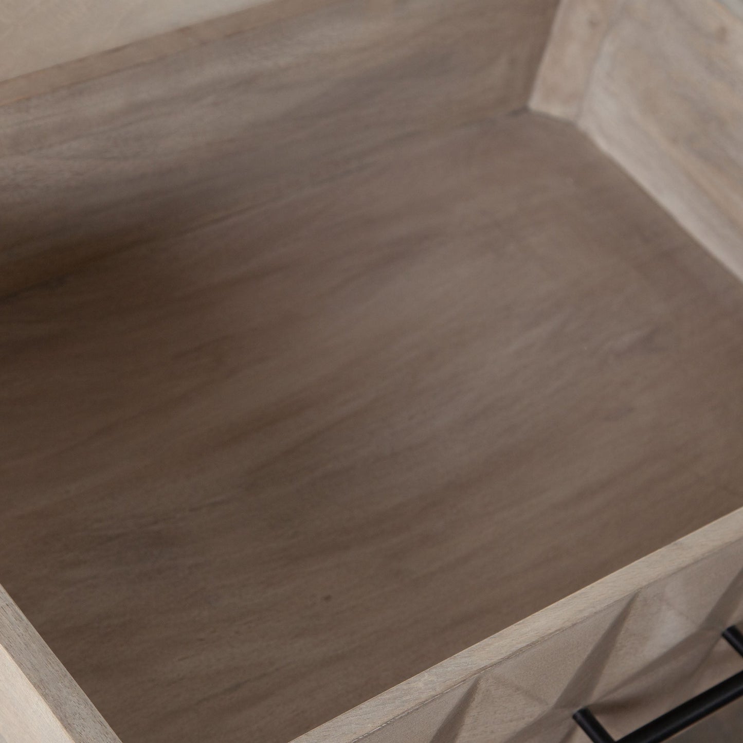 Madera 2-Drawer Solid Wood Accent Table in Ash Finish w/ Black Metal Finished Legs by Diamond Sofa