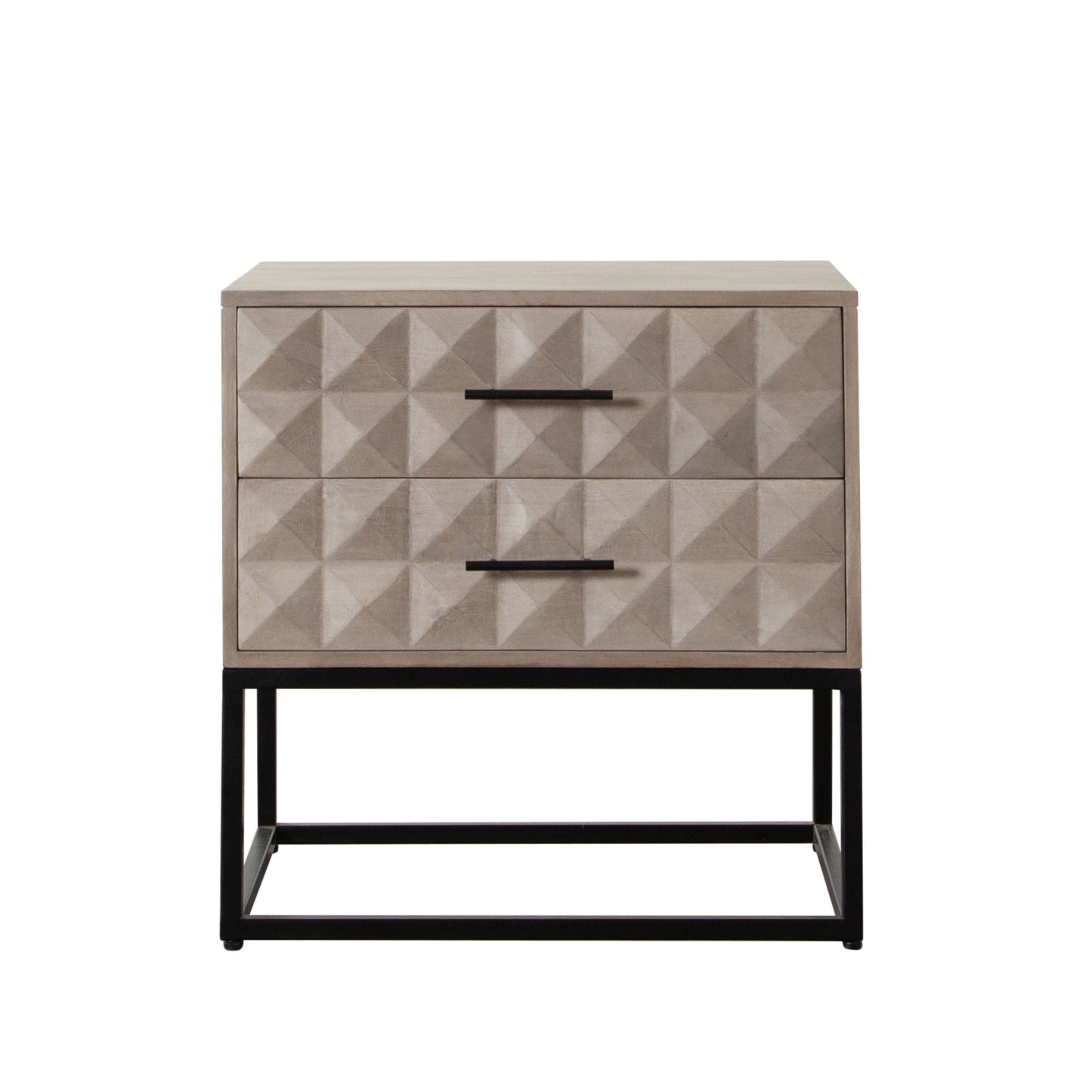 Madera 2-Drawer Solid Wood Accent Table in Ash Finish w/ Black Metal Finished Legs by Diamond Sofa