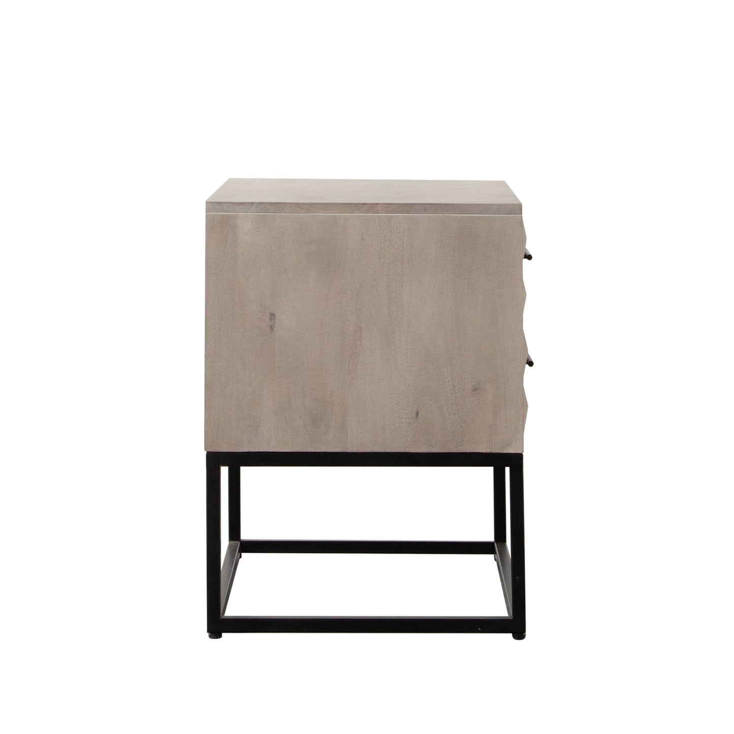 Madera 2-Drawer Solid Wood Accent Table in Ash Finish w/ Black Metal Finished Legs by Diamond Sofa