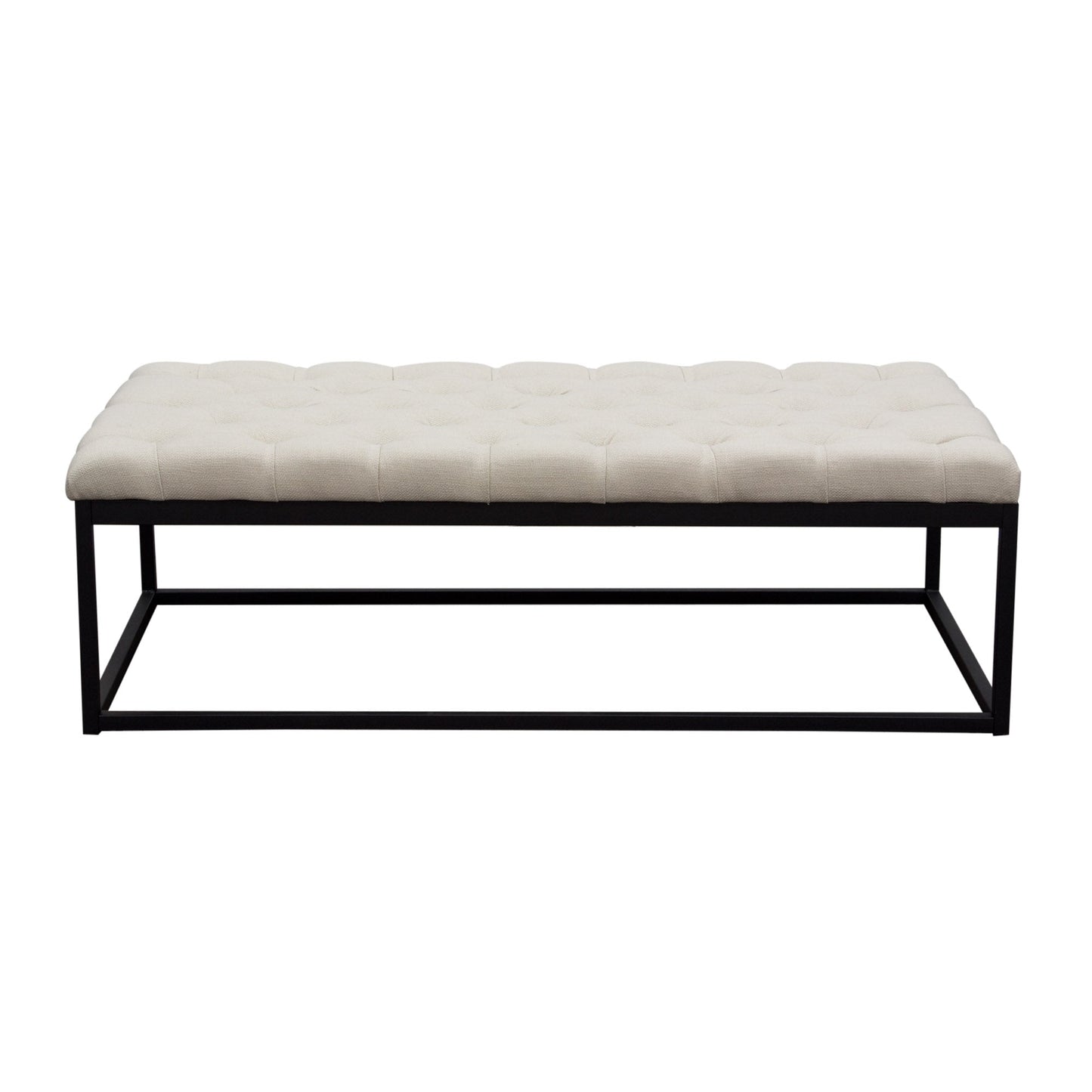 Mateo Black Powder Coat Metal Large Linen Tufted Bench by Diamond Sofa - Desert Sand Linen