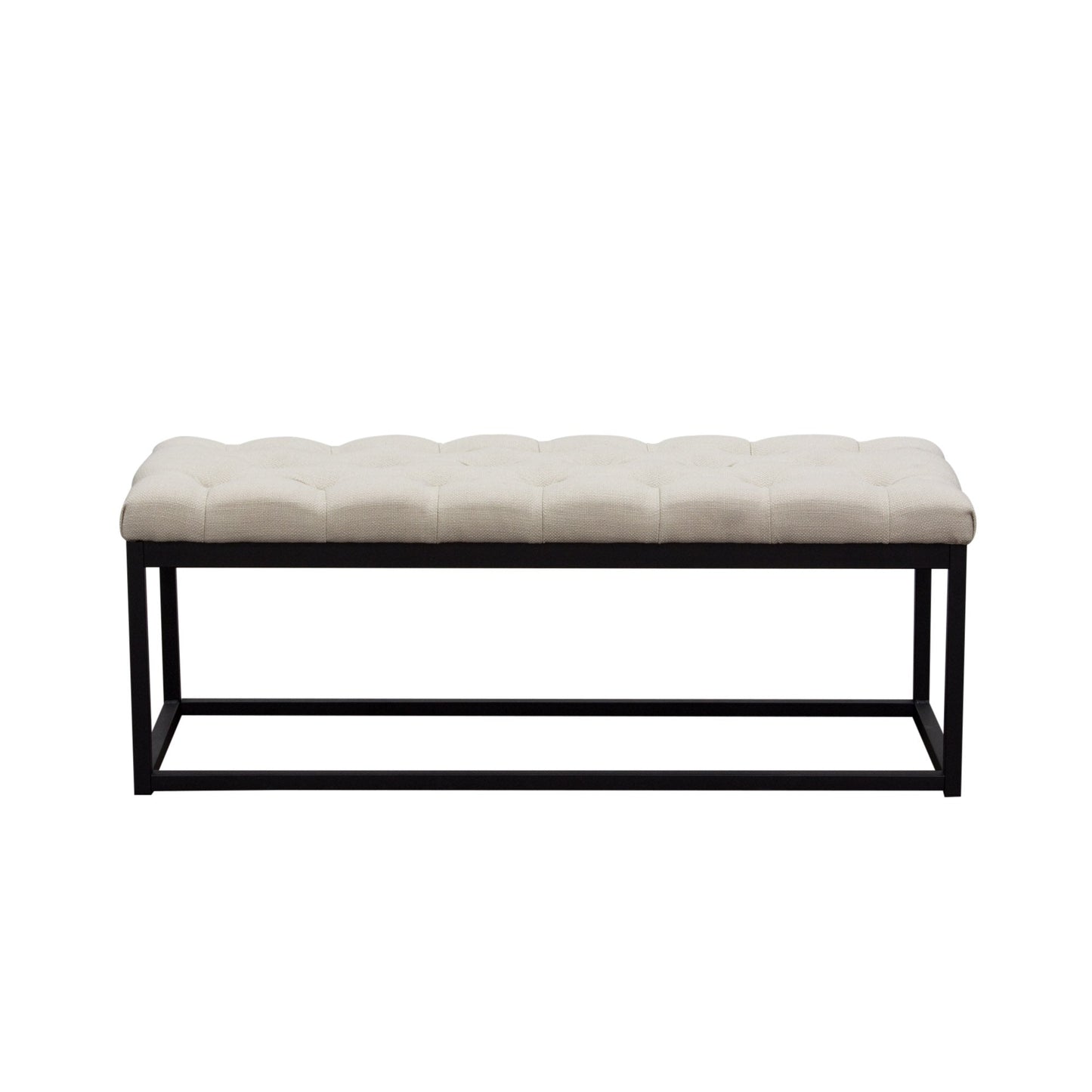 Mateo Black Powder Coat Metal Small Linen Tufted Bench by Diamond Sofa - Desert Sand Linen