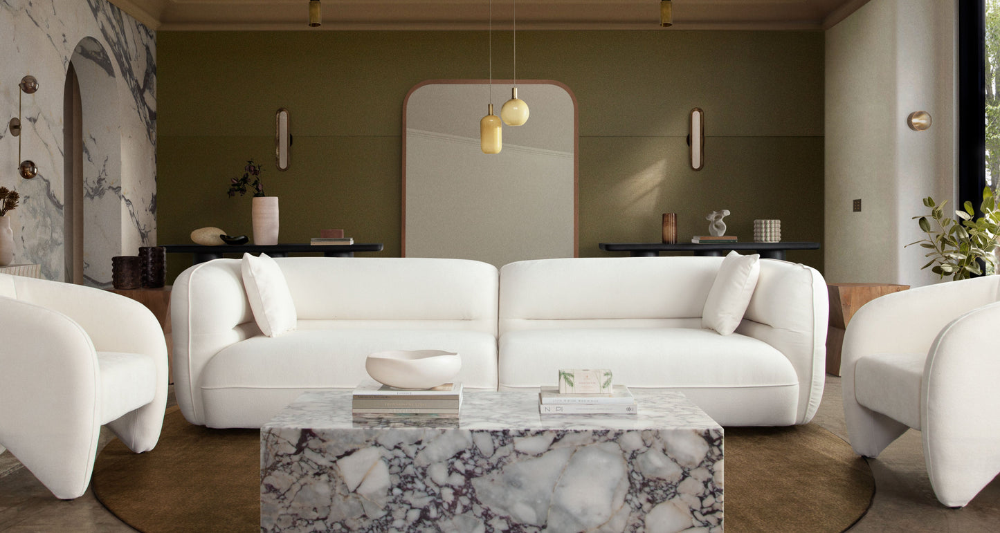 Micah 2PC Sofa in Elite Ivory Polyester Fabric by Diamond Sofa
