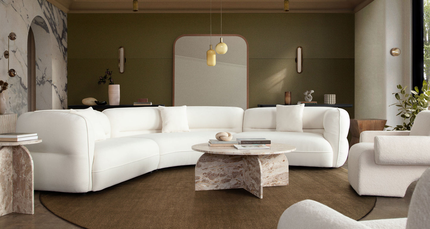 Micah 3PC Sectional in Elite Ivory Polyester Fabric by Diamond Sofa