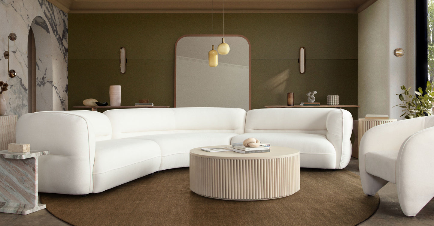 Micah 3PC Sectional in Elite Ivory Polyester Fabric by Diamond Sofa