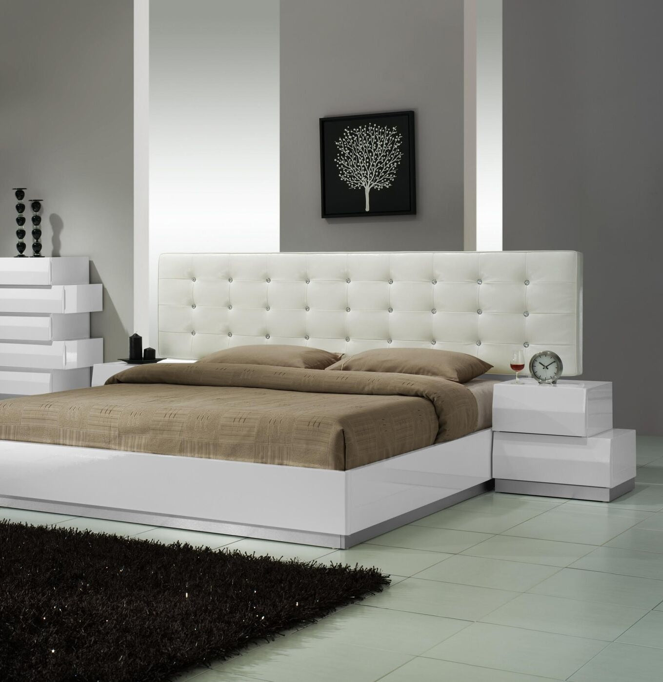 J&M Furniture Milan Right Facing Night Stand in White
