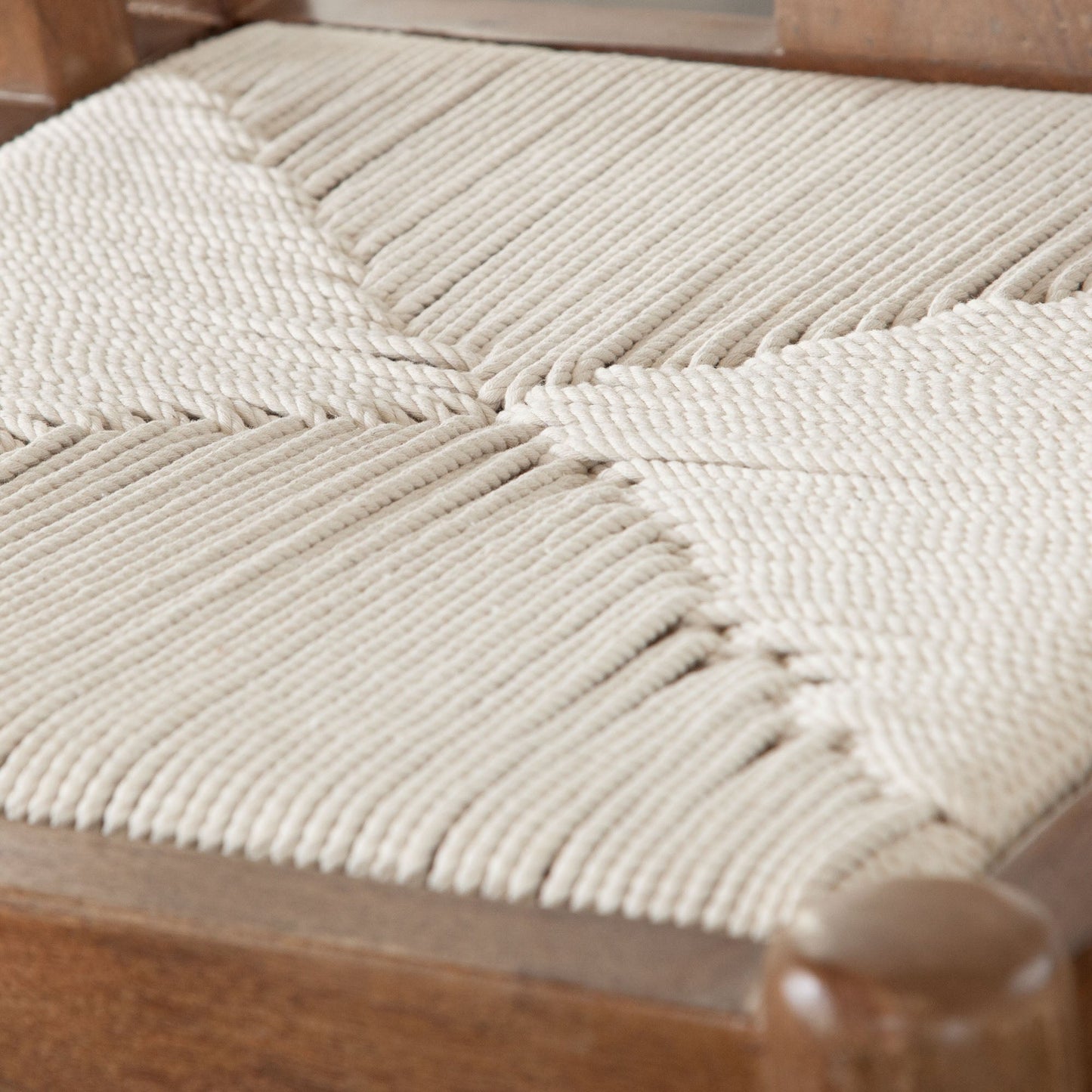 Nara Wishbone Wood Dining Chair in Walnut Finish w/ Woven Natural Rope Seat by Diamond Sofa