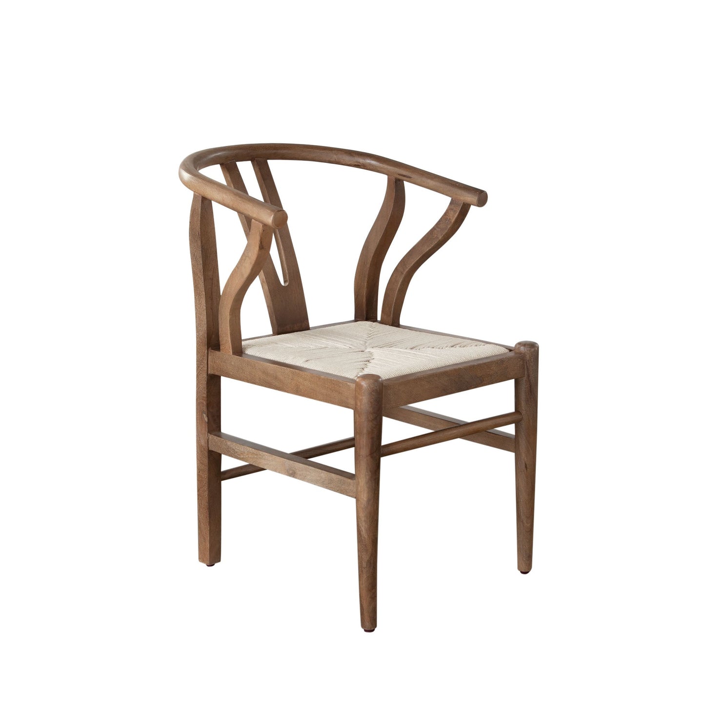 Nara Wishbone Wood Dining Chair in Walnut Finish w/ Woven Natural Rope Seat by Diamond Sofa