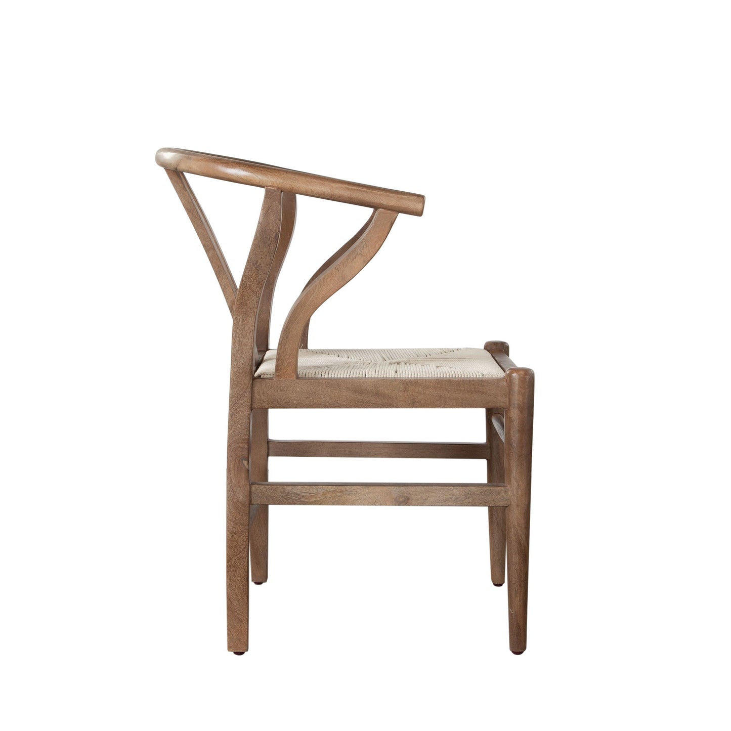 Nara Wishbone Wood Dining Chair in Walnut Finish w/ Woven Natural Rope Seat by Diamond Sofa