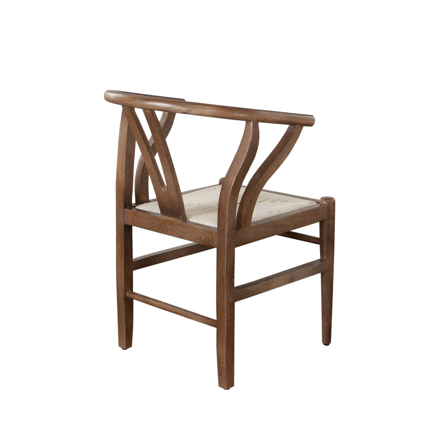 Nara Wishbone Wood Dining Chair in Walnut Finish w/ Woven Natural Rope Seat by Diamond Sofa