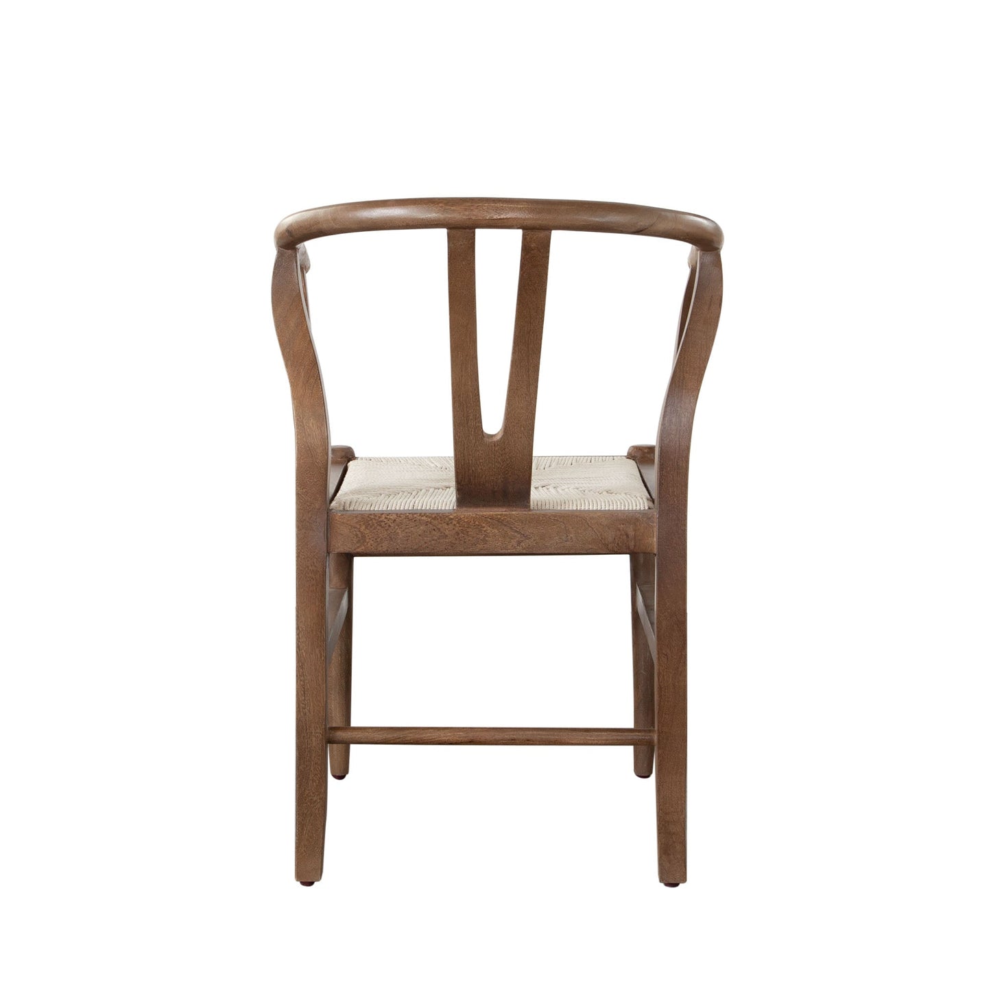 Nara Wishbone Wood Dining Chair in Walnut Finish w/ Woven Natural Rope Seat by Diamond Sofa