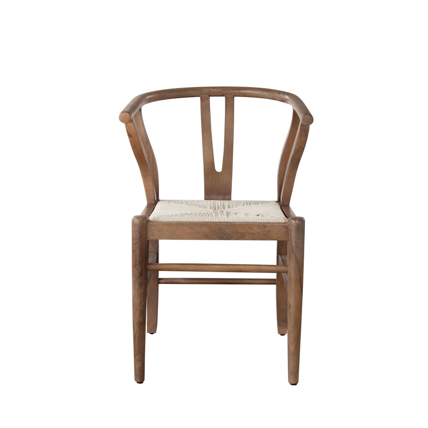 Nara Wishbone Wood Dining Chair in Walnut Finish w/ Woven Natural Rope Seat by Diamond Sofa