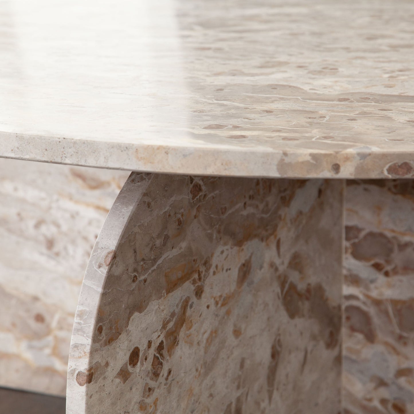 Nebula Round Cocktail Table in Genuine Marble Panther Beige finish by Diamond Sofa