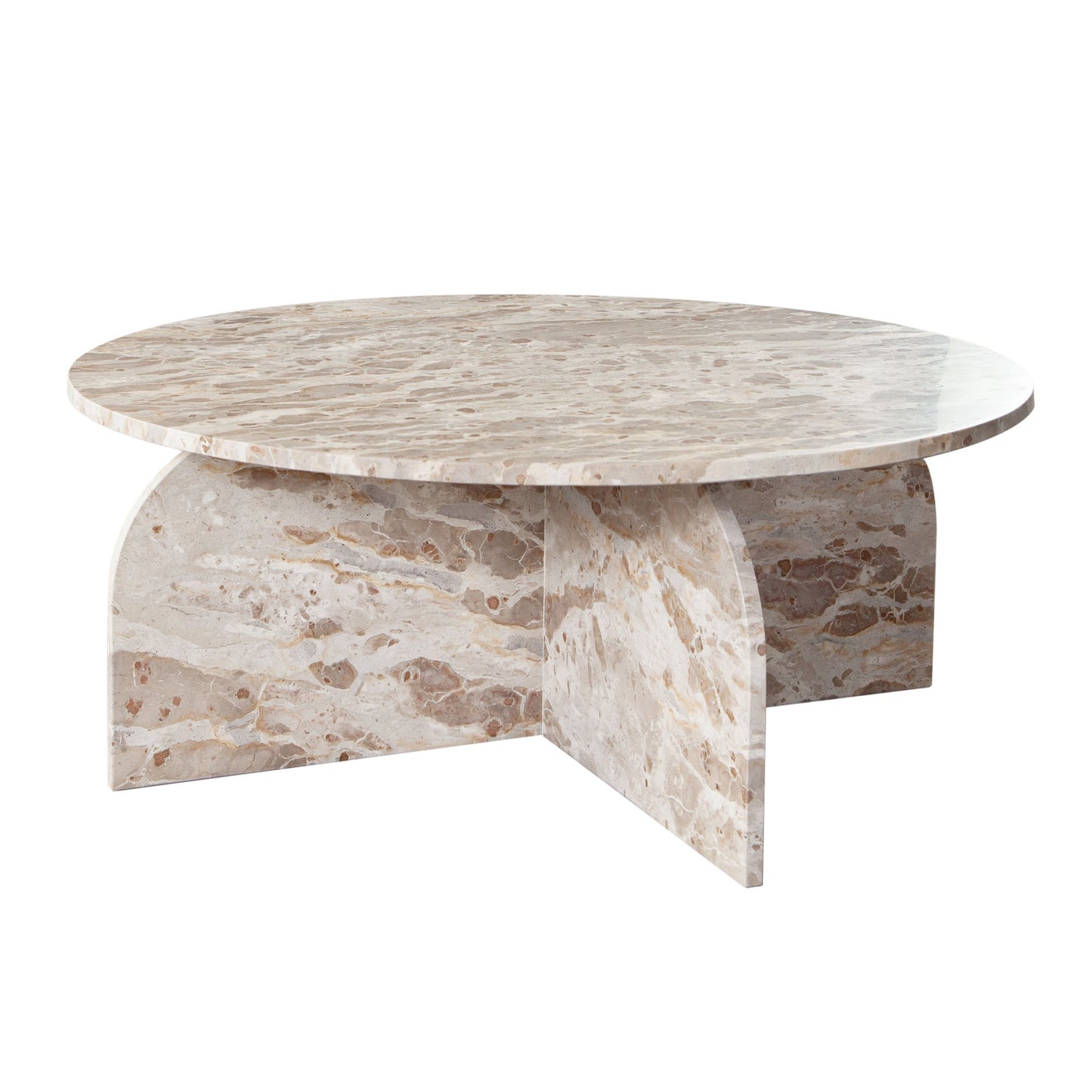 Nebula Round Cocktail Table in Genuine Marble Panther Beige finish by Diamond Sofa