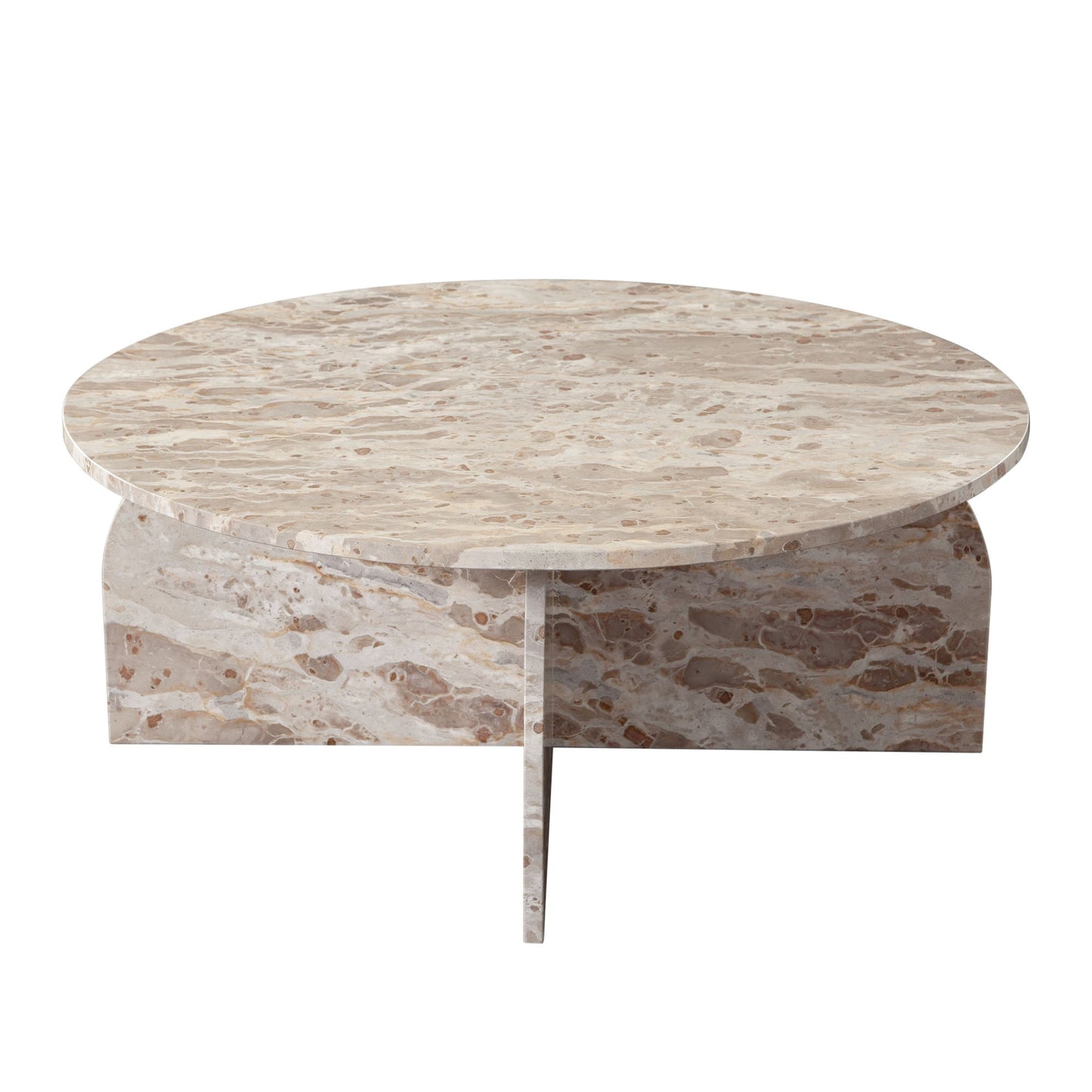 Nebula Round Cocktail Table in Genuine Marble Panther Beige finish by Diamond Sofa
