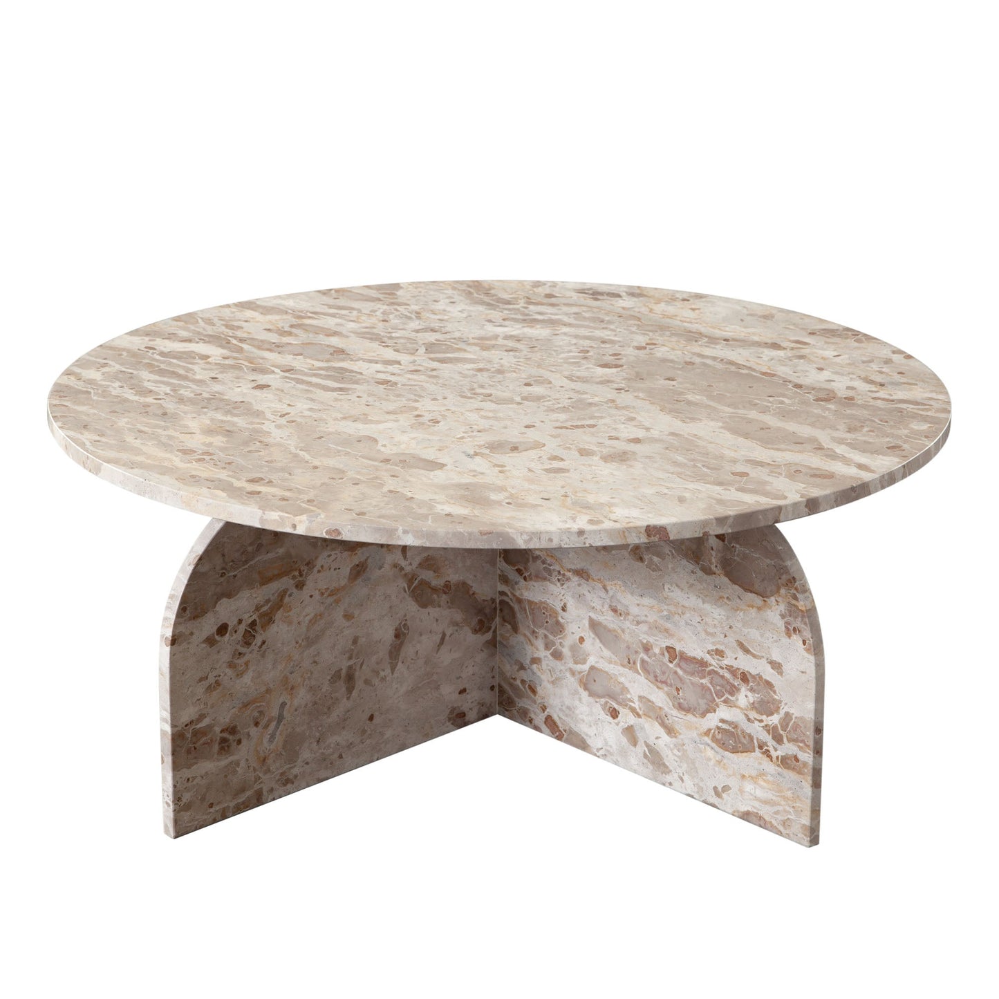 Nebula Round Cocktail Table in Genuine Marble Panther Beige finish by Diamond Sofa