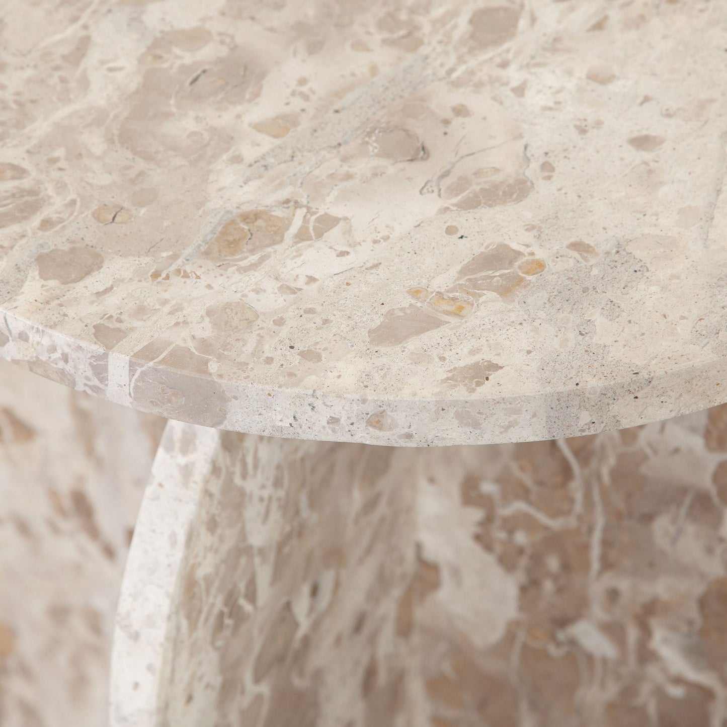 Nebula Round End Table in Genuine Marble Panther Beige finish by Diamond Sofa