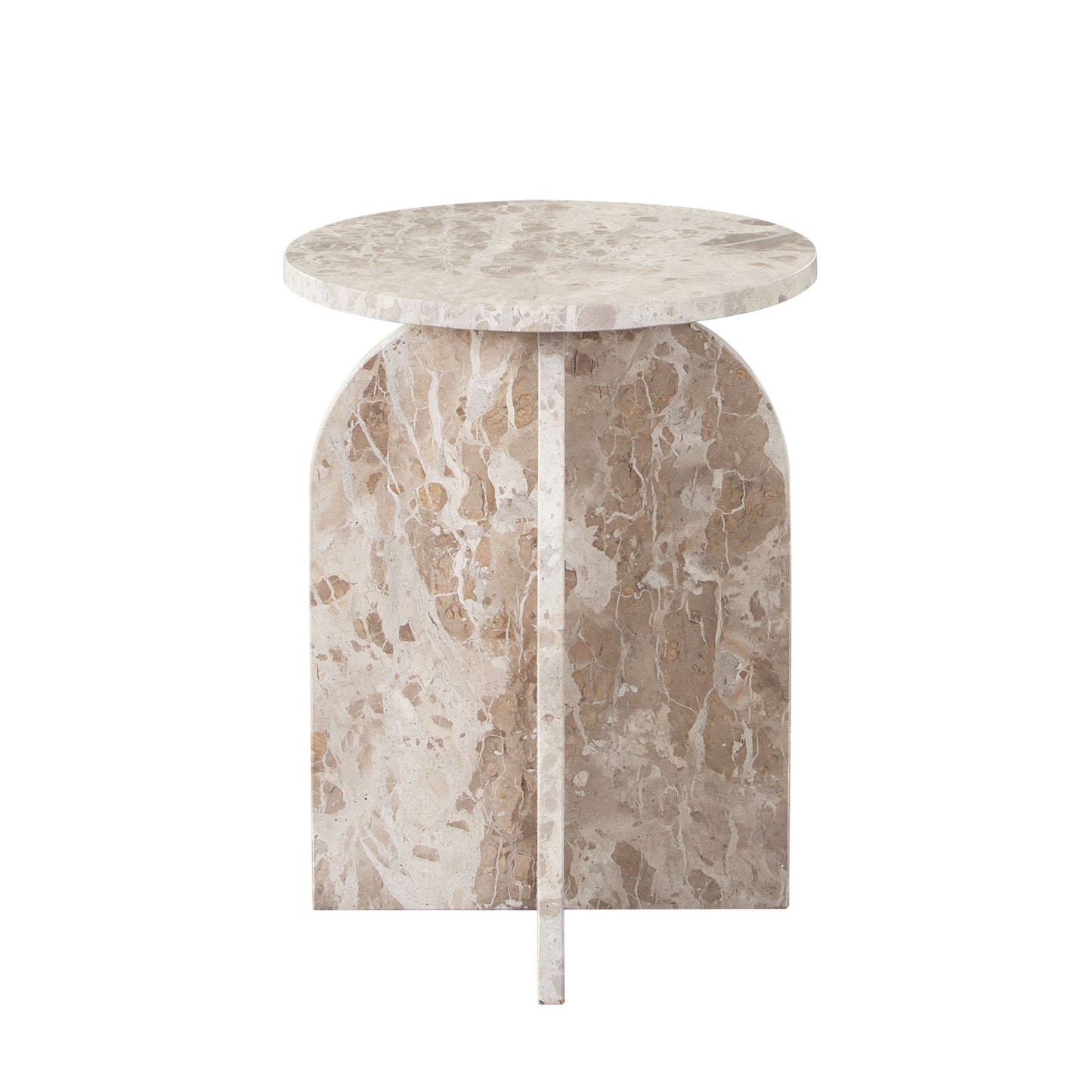 Nebula Round End Table in Genuine Marble Panther Beige finish by Diamond Sofa
