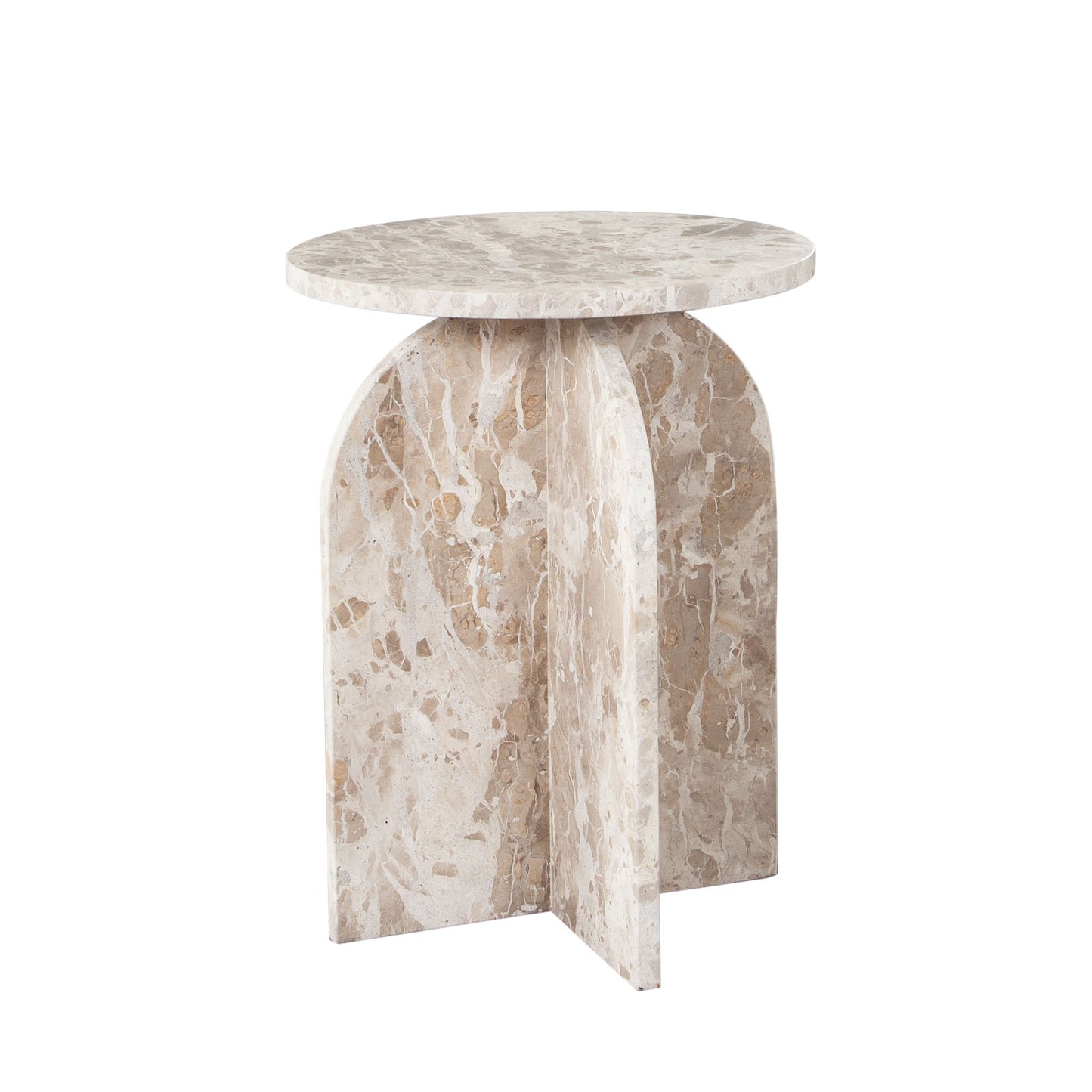 Nebula Round End Table in Genuine Marble Panther Beige finish by Diamond Sofa