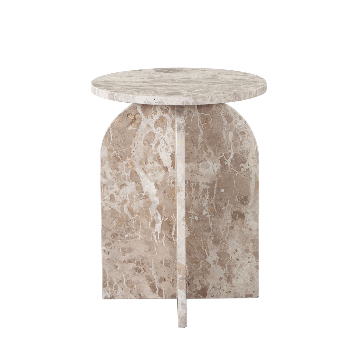 Nebula Round End Table in Genuine Marble Panther Beige finish by Diamond Sofa