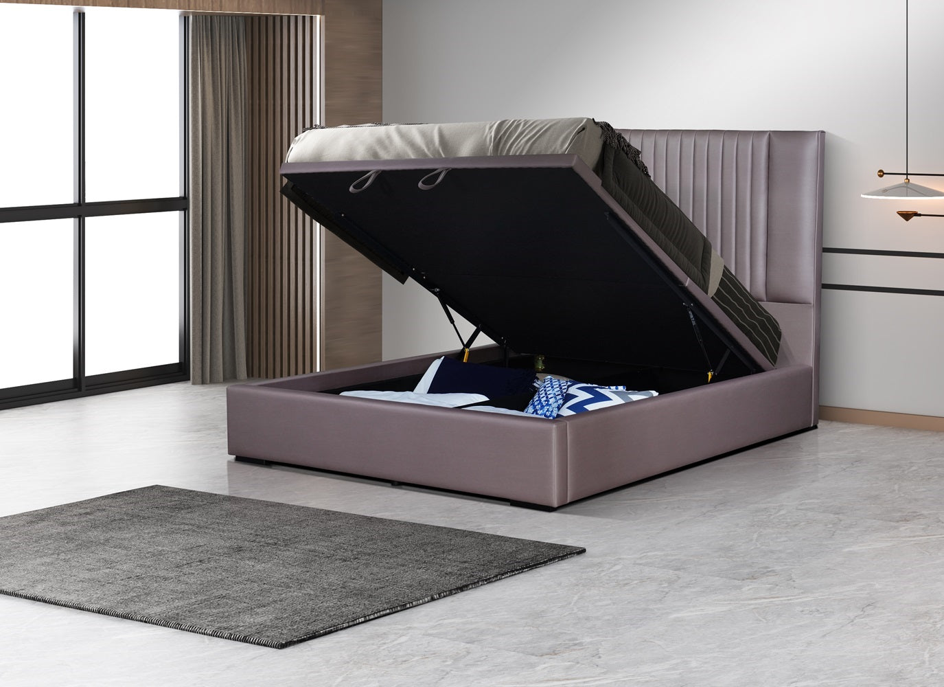 J&M Furniture Nara King Storage Stone