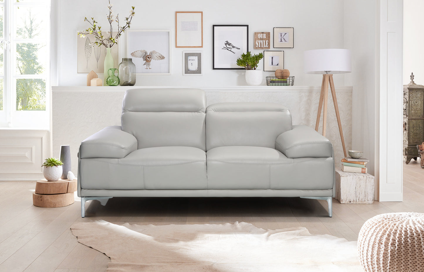 J&M Furniture Nicolo Love Seat in Light Grey