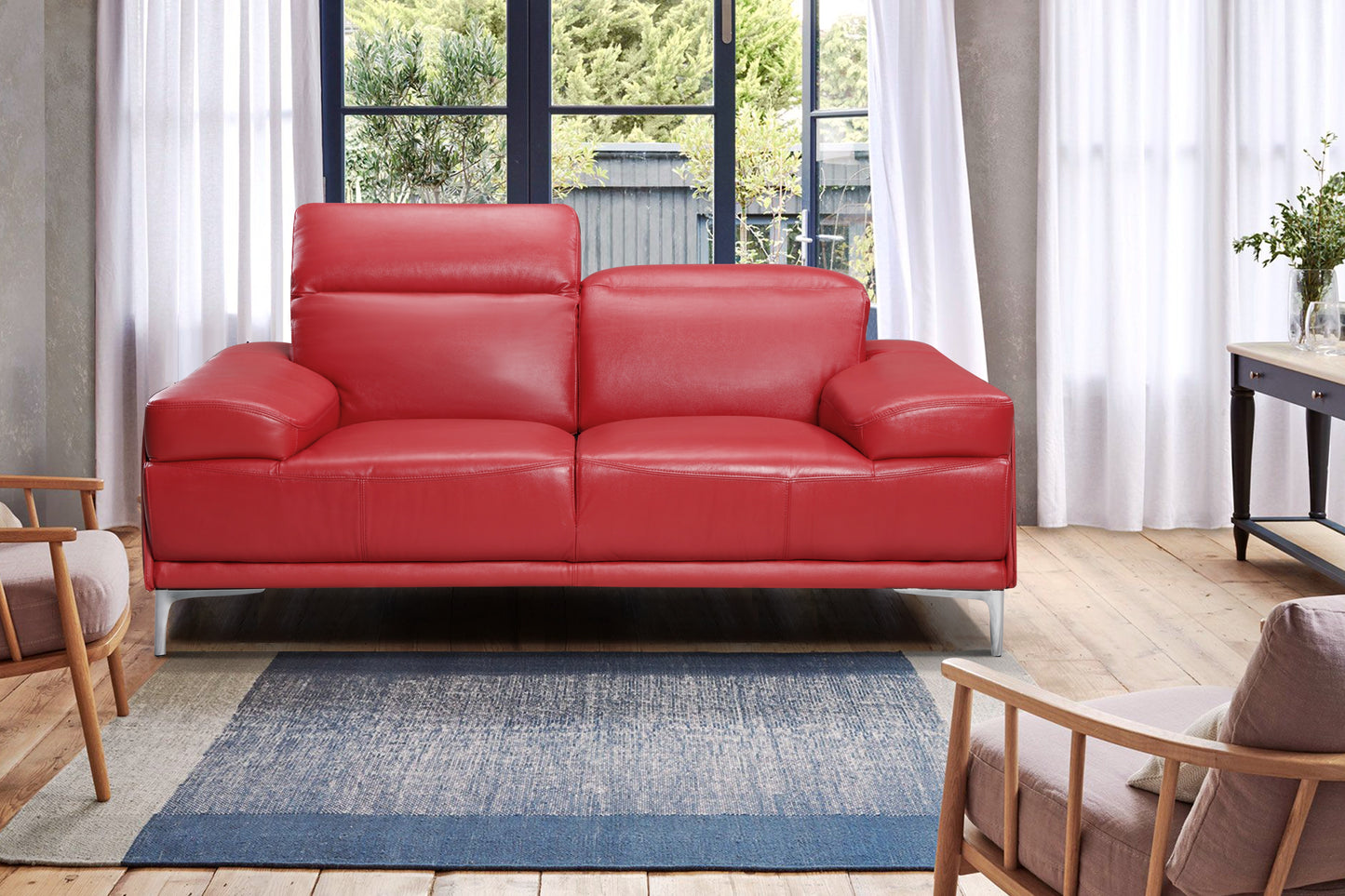 J&M Furniture Nicolo Love Seat in Red