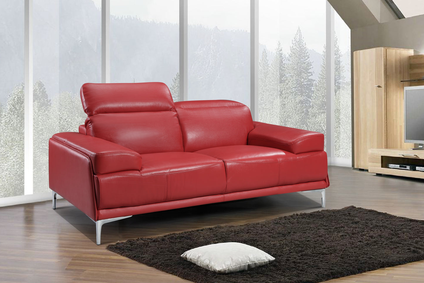 J&M Furniture Nicolo Love Seat in Red