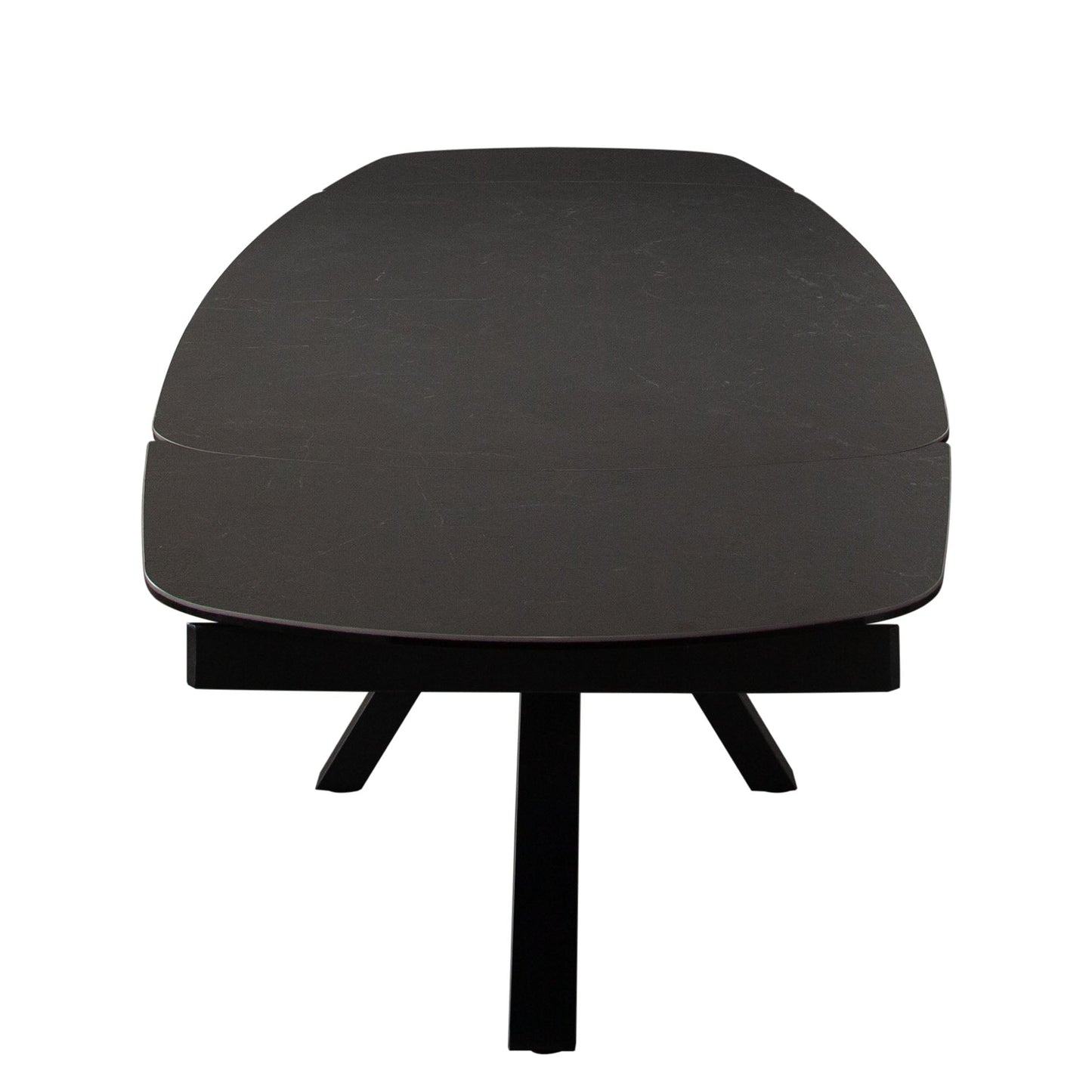 Onyx Rectangle Extension Dining Table w/ Black Ceramic Glass Top & Black Metal Leg by Diamond Sofa