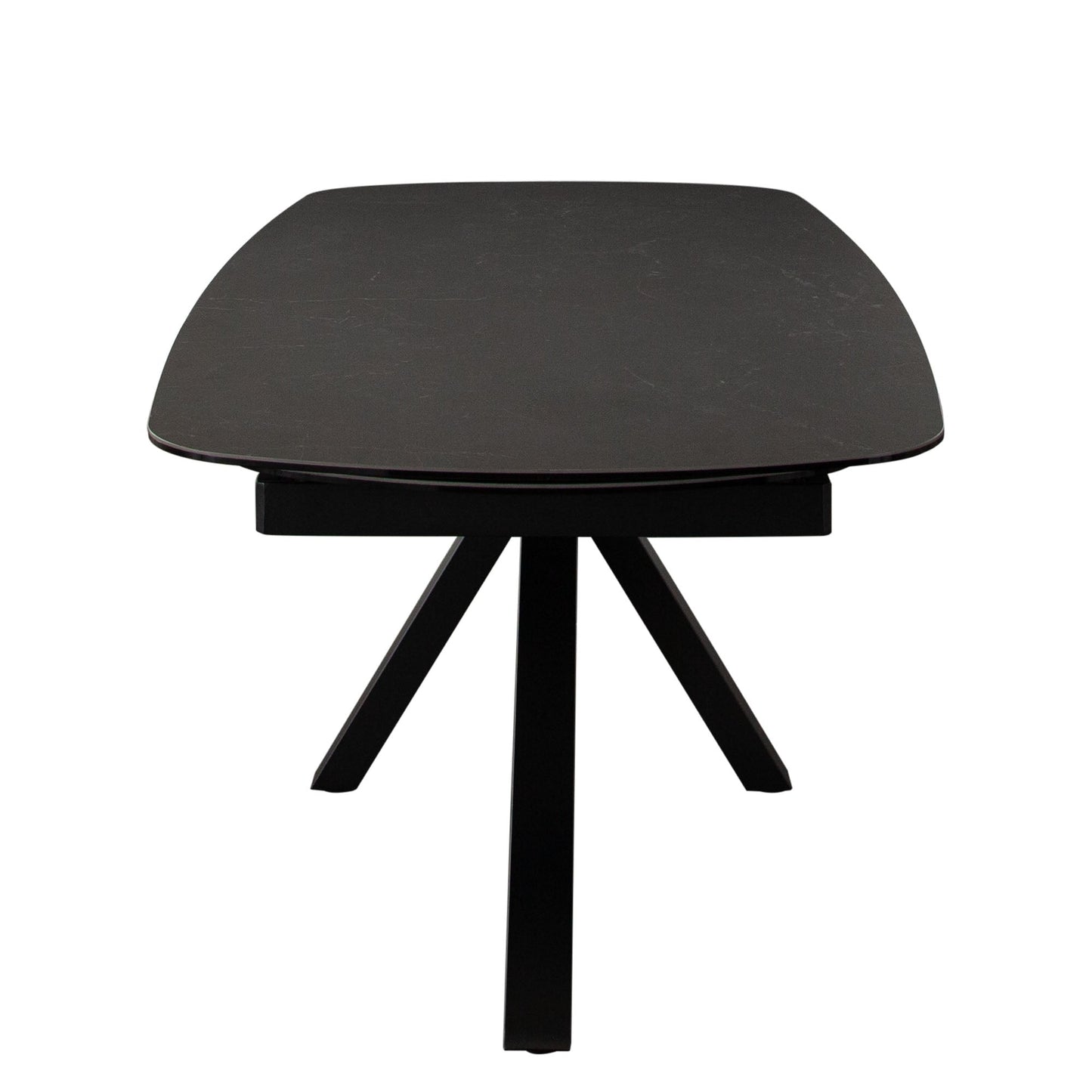 Onyx Rectangle Extension Dining Table w/ Black Ceramic Glass Top & Black Metal Leg by Diamond Sofa