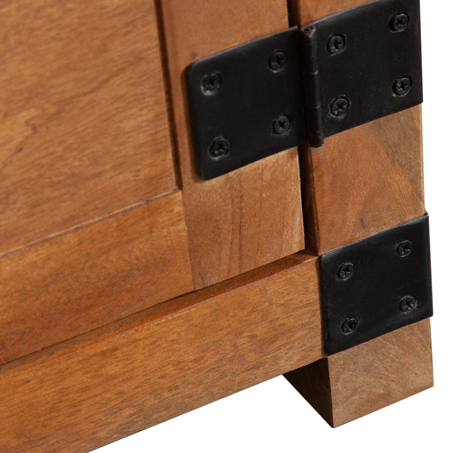 Oxford Solid Mango Wood 4-Door Sideboard in Oak Finish w/ Black Metal Bracket by Diamond Sofa