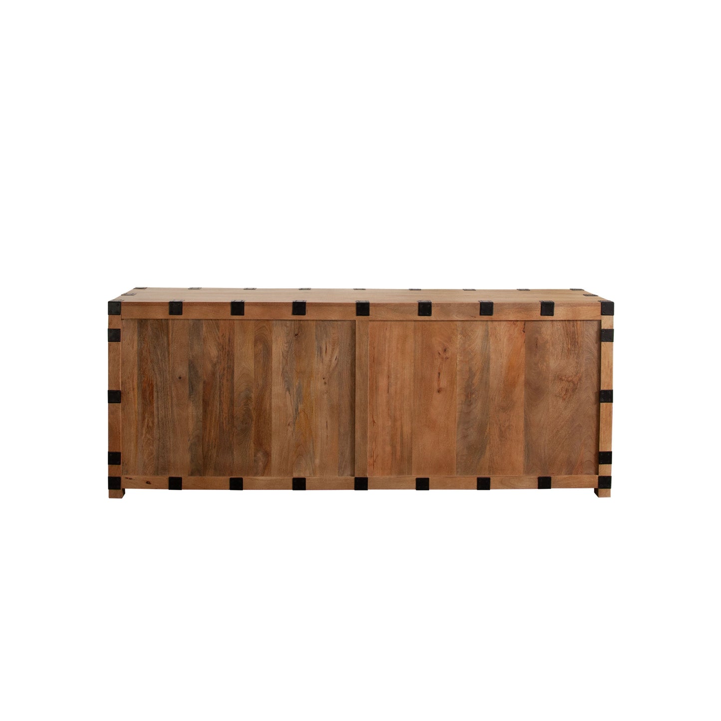 Oxford Solid Mango Wood 4-Door Sideboard in Oak Finish w/ Black Metal Bracket by Diamond Sofa