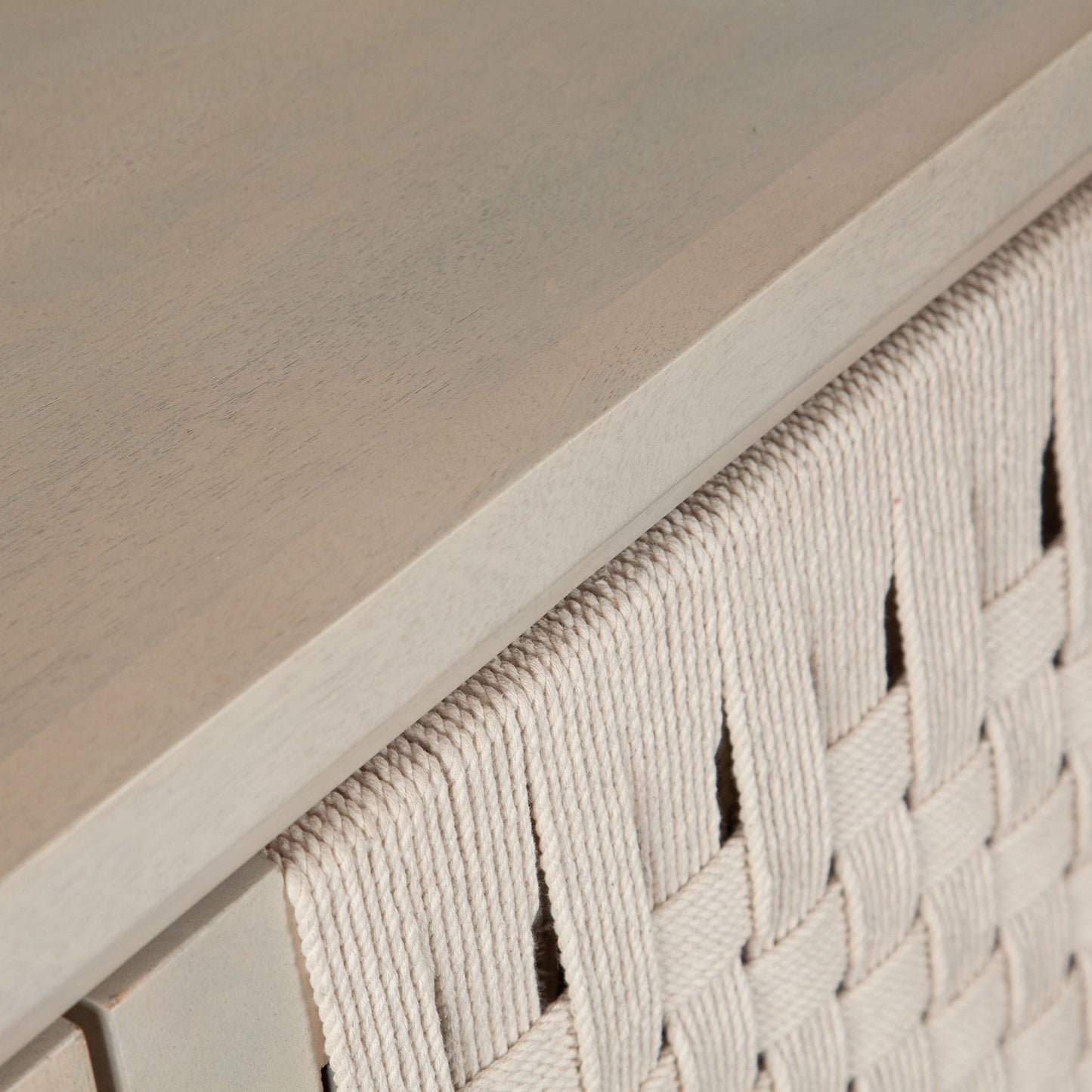Palm Solid Mango Wood 4-Door Sideboard in Natural Finish w/ Woven Rope Door Fronts by Diamond Sofa
