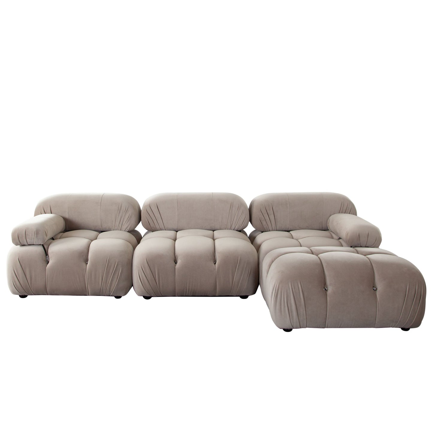 Paloma 4PC Modular 111 Inch Reversible Chaise Sectional in Mink Tan Velvet by Diamond Sofa