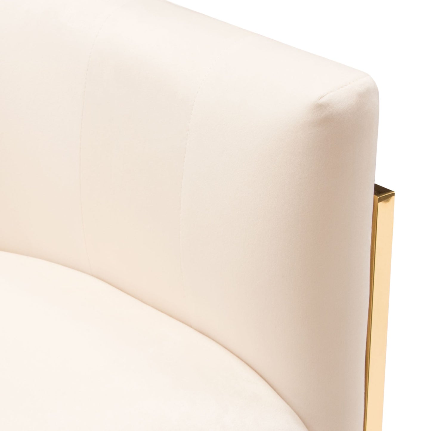 Pandora Accent Chair in Cream Velvet with Polished Gold Stainless Steel Frame by Diamond Sofa
